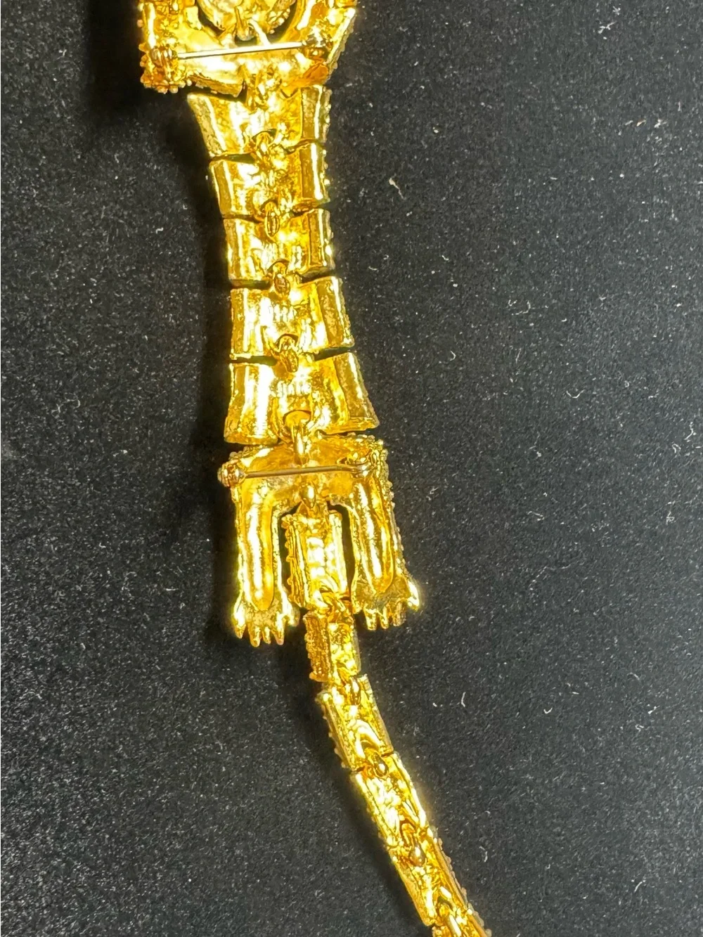 Vintage Tiger Shoulder Brooch with Emerald Eyes